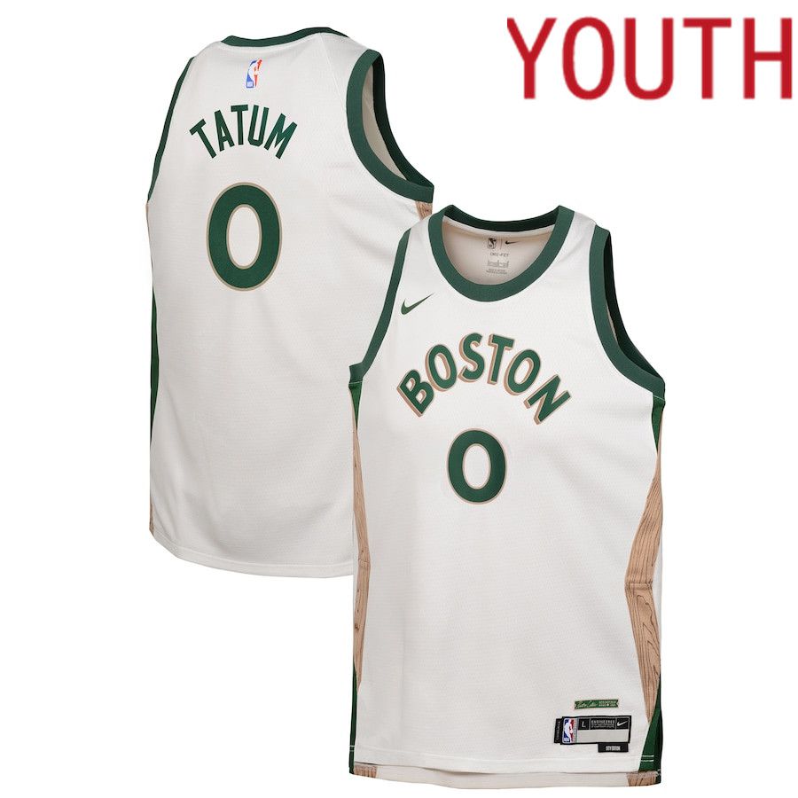 Youth Boston Celtics #0 Jayson Tatum Nike White City Edition 2023-24 Swingman Replica NBA Jersey->youth nba jersey->Youth Jersey